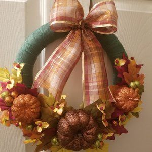 door wreath, autumnal artificial flowers,12"